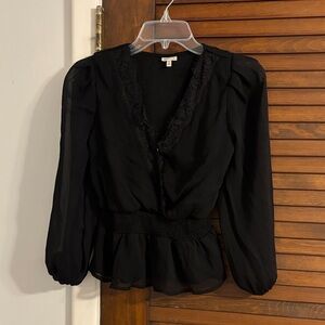 Black Lace Trim Blouse